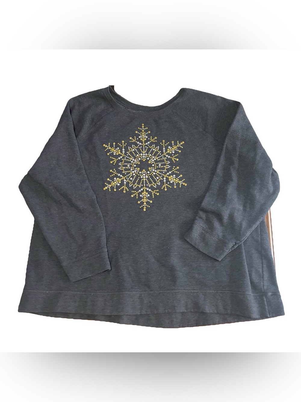 Just My Size 5X Dark Gray Crewneck Sweater with Gold Snowflake